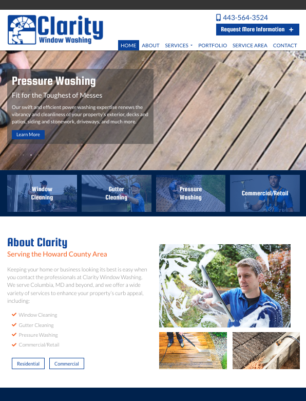 Clarity Window Washing expert performing high-rise residential window cleaning ensuring safety and crystal-clear results