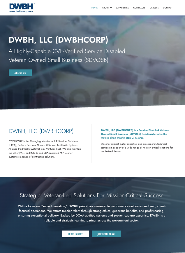 DWBH LLC supporting federal government operations with consulting and technical expertise for mission-critical programs
