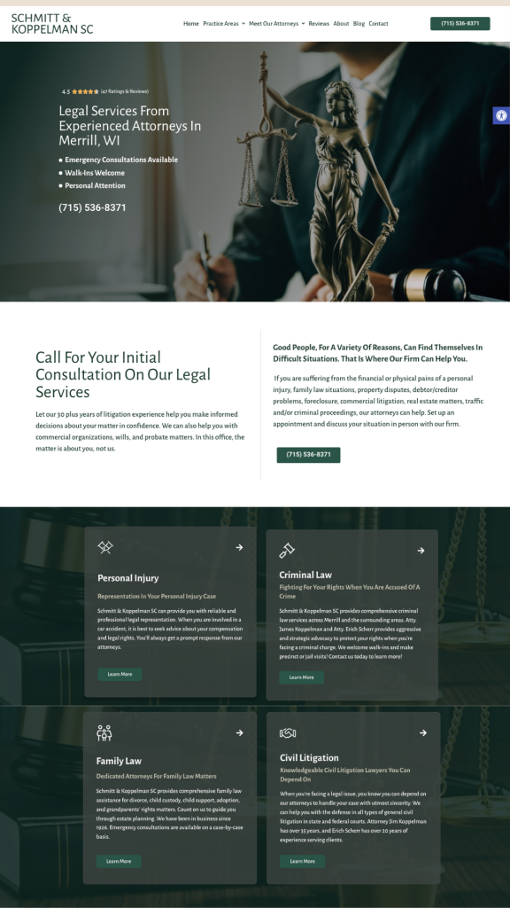 Law office in Merrill Wisconsin providing experienced legal services for clients seeking professional attorney representationLaw office in Merrill Wisconsin providing experienced legal services for clients seeking professional attorney representation