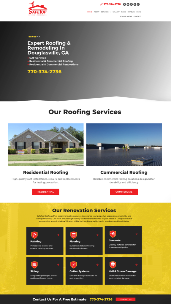 Safetop Roofing & Remodeling providing professional roof installation and home improvement services.