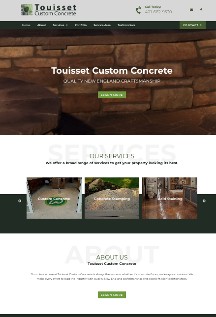 Touisset Custom Concrete providing professional concrete installation for residential projects.