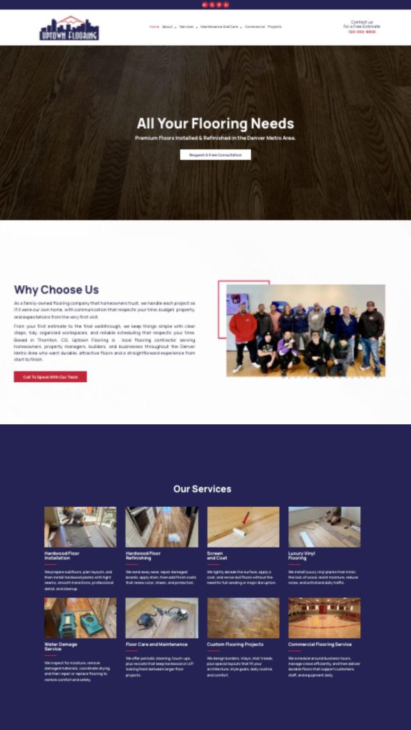 Professional flooring installation by Uptown Flooring featuring high-quality hardwood flooring in a modern home interior